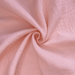 Ткань Муслин Жатый, цвет Нежно-Розовый (на отрез)  в Клине